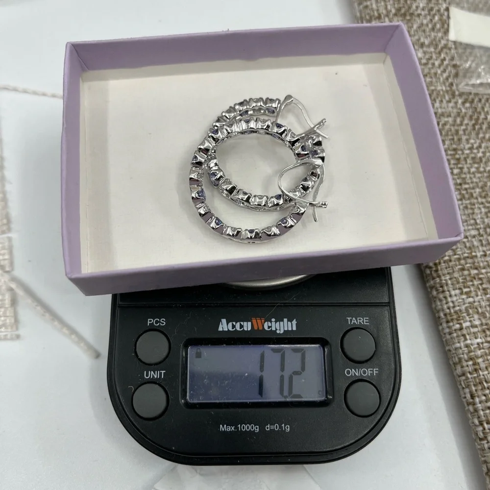 Bella Luce 925 Sterling Silver Tanzanite CZ Diamond Inside Out Hoop Earrings